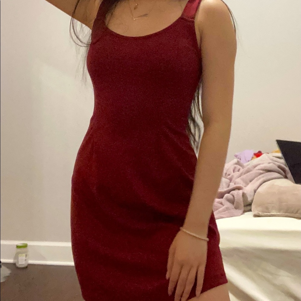 Red Houndstooth Bodycon Dress